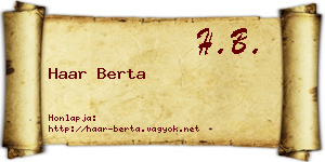 Haar Berta névjegykártya